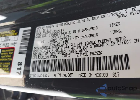 2025 Toyota Tacoma Limited 4Wd из США, поврежденный, VIN 3TMLB5JN2SM113382